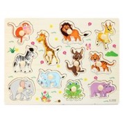 Wooden Zoo Animal Alphabet ABC Peg Jigsaw Puzzle